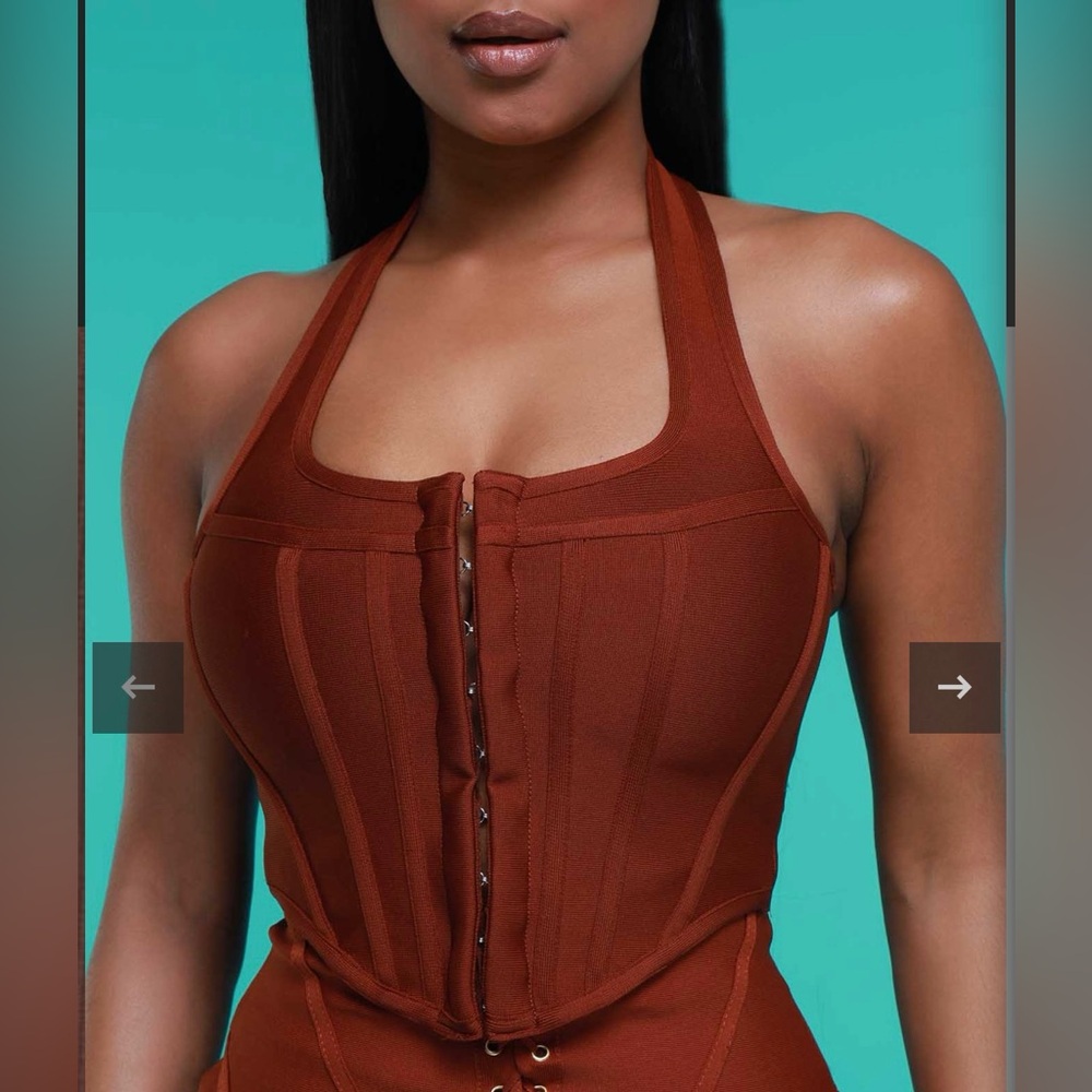 Corset Halter Crop Top - Brown - NWT
